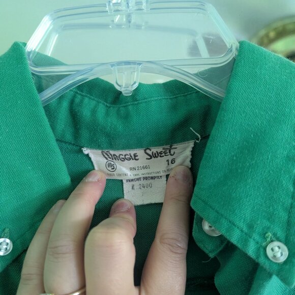 Maggie Sweet Thrifted Green Button Up - Picture 3 of 4